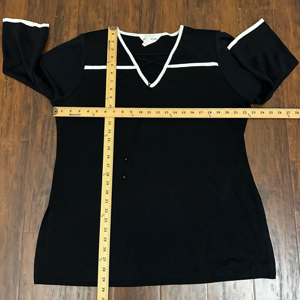 EXCLUSIVELY MISOOK Tunic Knit Top Black Padded Tassel Office Work - Picture 9 of 10